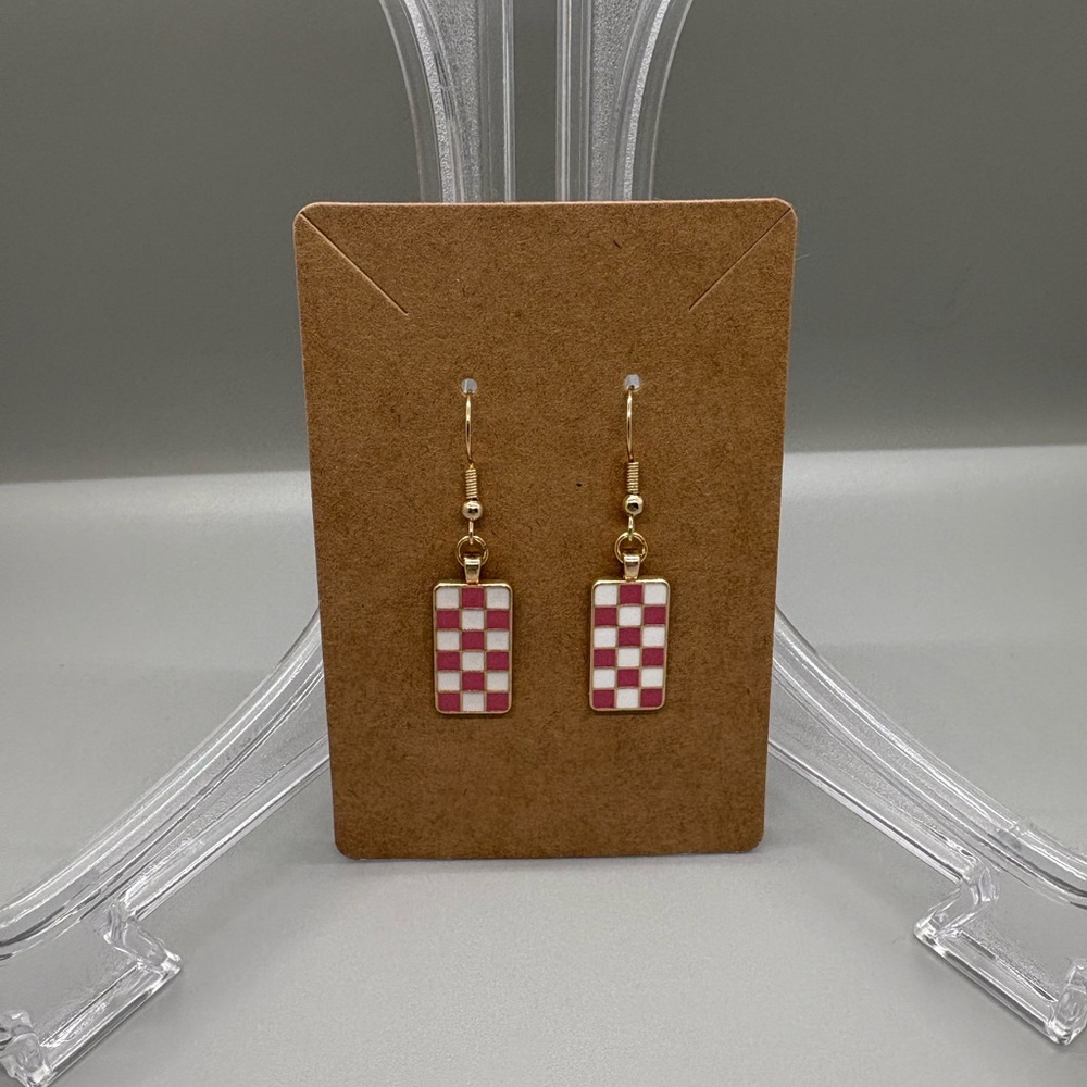 Hand Crafted Checkered Earrings